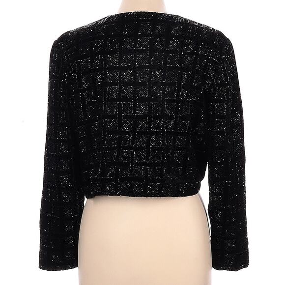 Niteline Della Roufogali Vintage Designer Beaded Bolero Blazer Jacket Black LRG - Picture 3 of 6